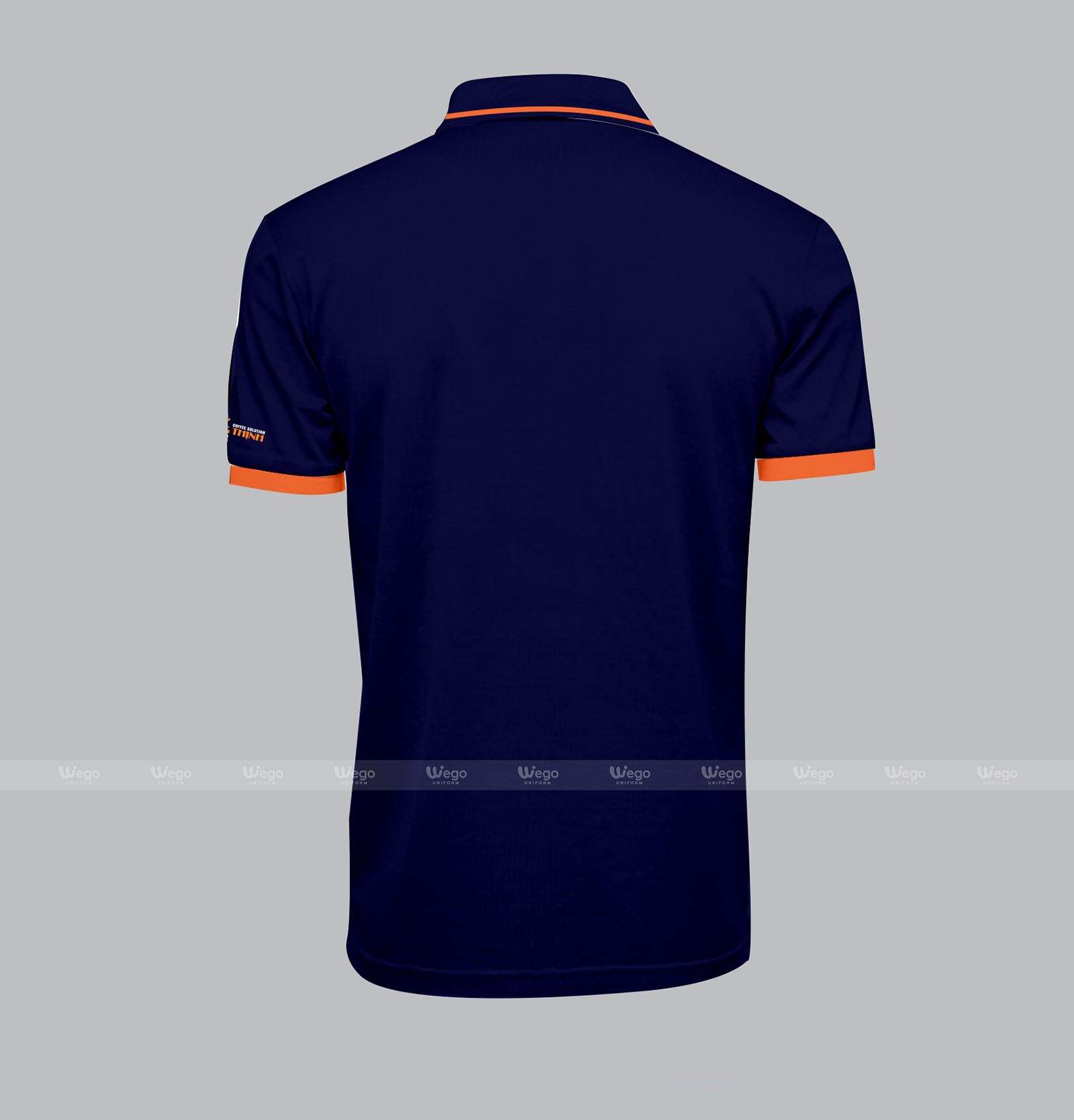 áo polo đồng phục xanh đen cam mặt sau