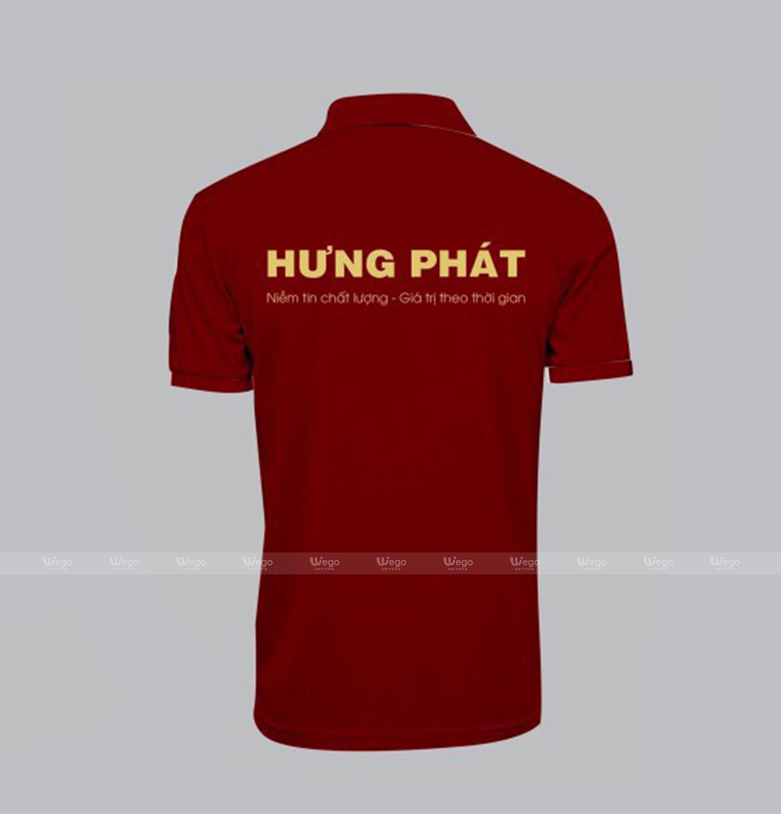 áo polo đồng phục đỏ đô mặt sau