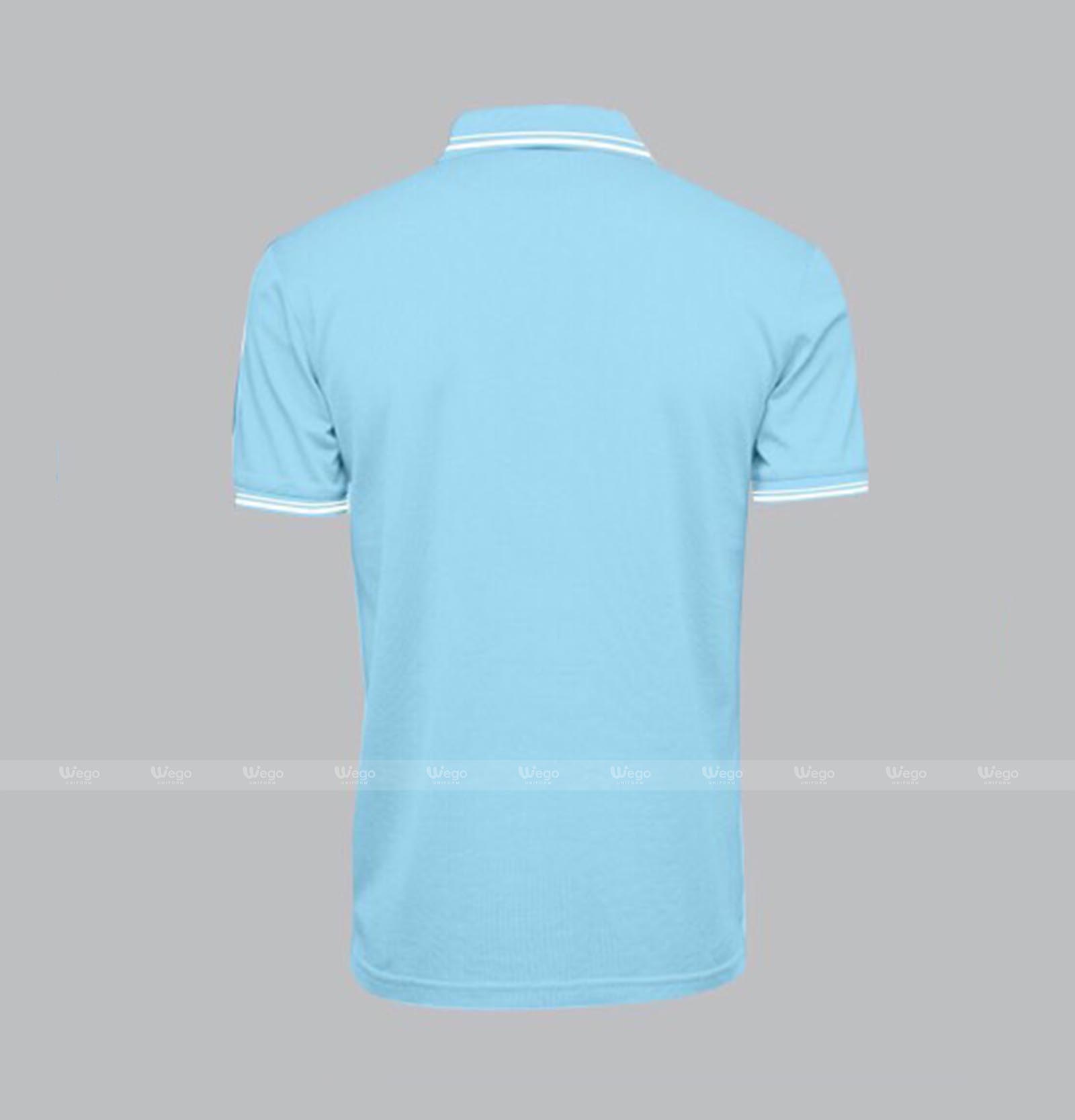 áo phông đồng phục xanh thiên thanh mặt sau