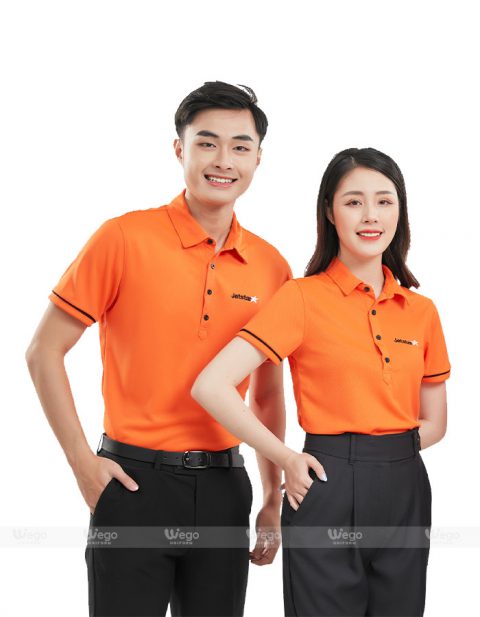 Áo phông đồng phục Subtle Polo màu cam ảnh chính Áo phông đồng phục Subtle Polo màu cam