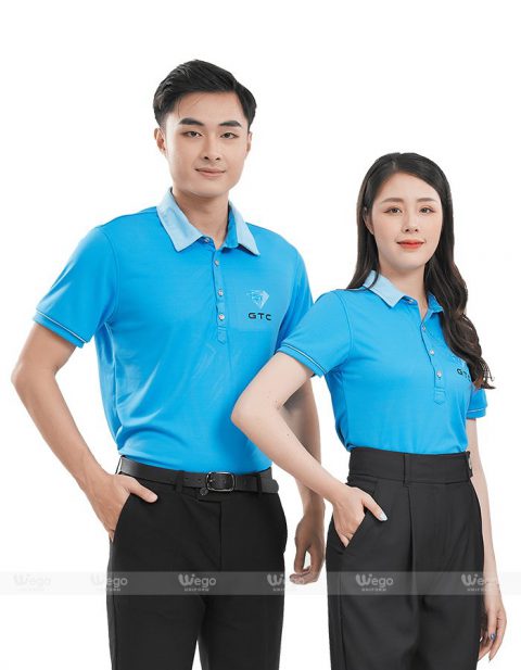 Áo phông đồng phục Subtle Polo màu xanh thiên thanh