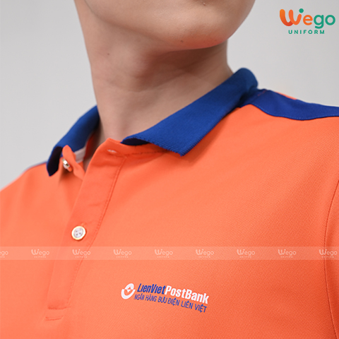 Áo phông đồng phục Strong Polo màu cam cổ áo
