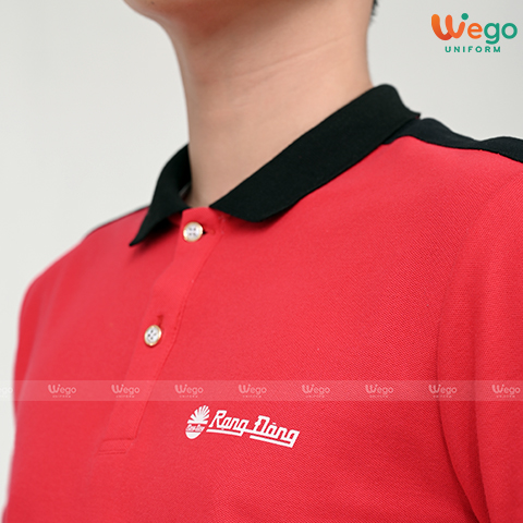 Áo phông đồng phục Strong Polo màu đỏ cổ áo