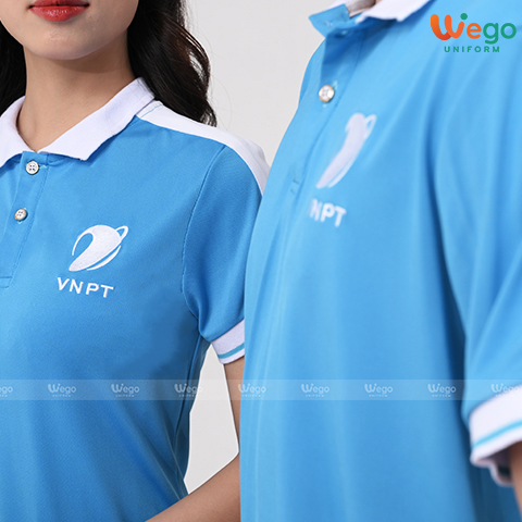 Áo phông đồng phục Strong Polo màu xanh dương mặt trước