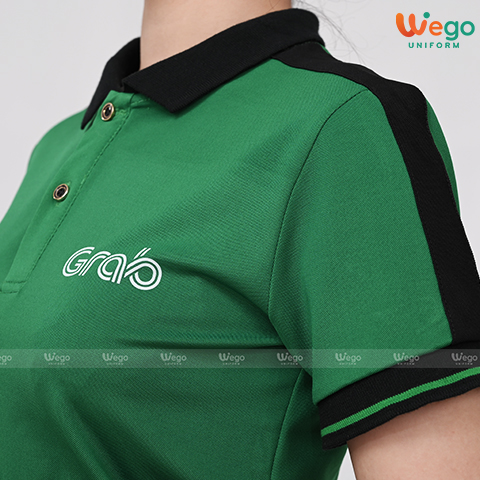 Áo phông đồng phục Strong Polo màu xanh lá nguc