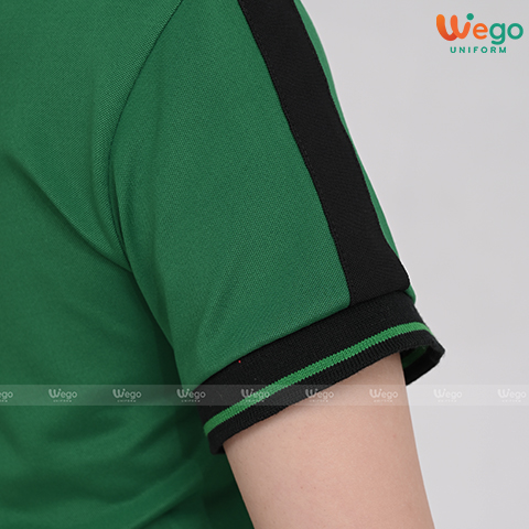 Áo phông đồng phục Strong Polo màu xanh lá tay áo