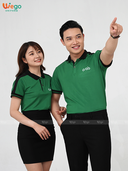 Áo phông đồng phục Strong Polo màu xanh lá doi