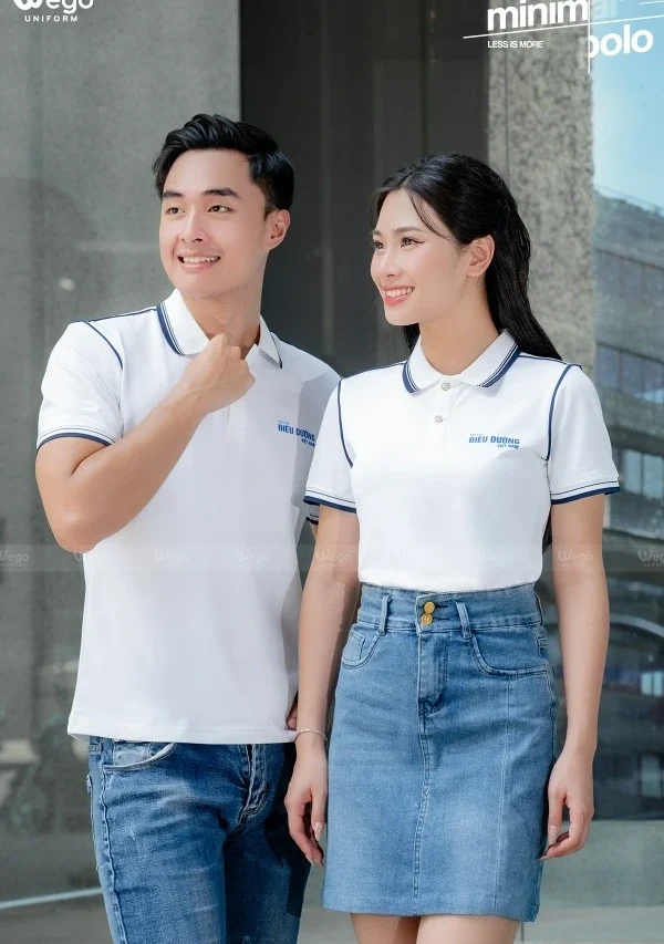 Áo phông thun đồng phục Minimal Polo: Màu trắng 07