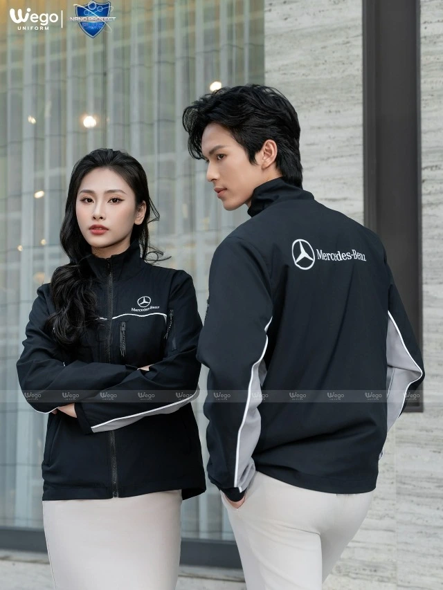 Đồng phục áo gió Nano Protect Plus màu đen phối ghi 01