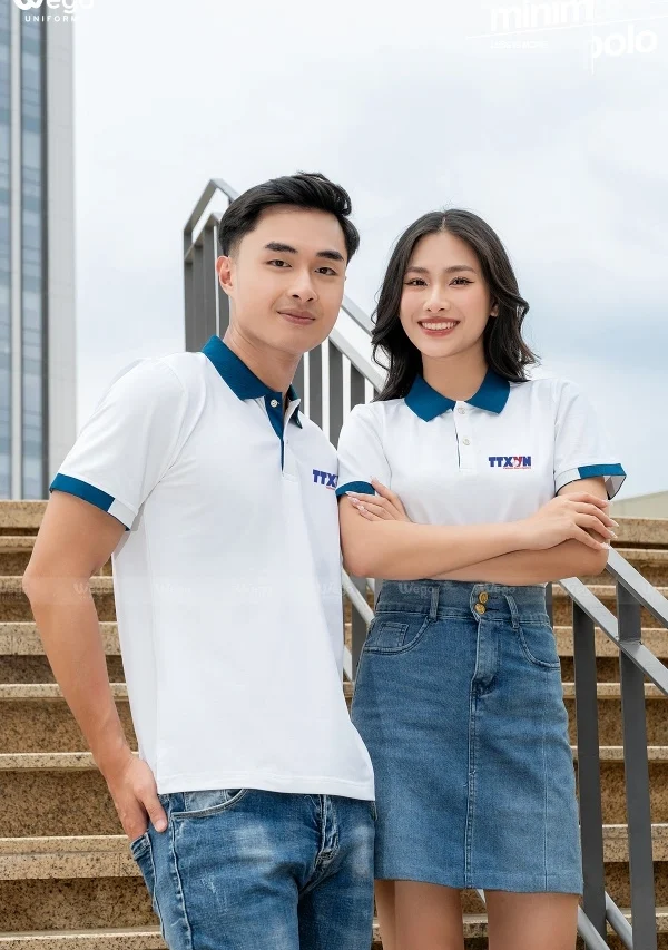 Áo phông thun đồng phục Minimal Polo: Màu trắng 01
