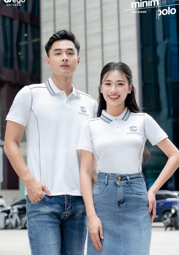 Áo phông thun đồng phục Minimal Polo: Màu trắng 06