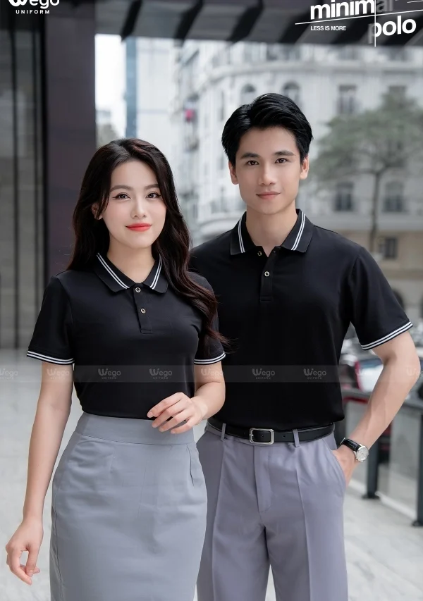 Áo phông thun đồng phục Minimal Polo: Màu đen 02