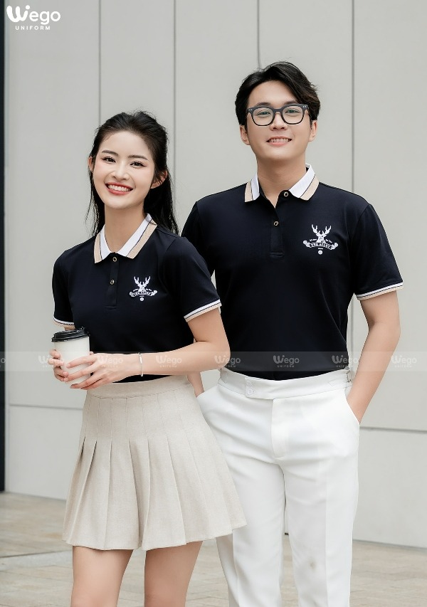 Áo thun phông đồng phục Spring Blooming màu đen 01