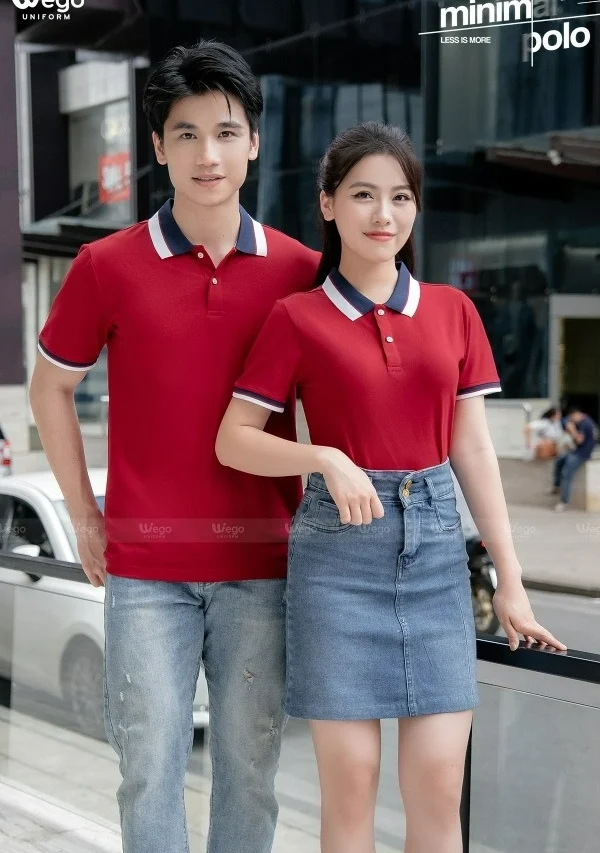 Áo phông thun đồng phục Minimal Polo: Màu đỏ đô 03