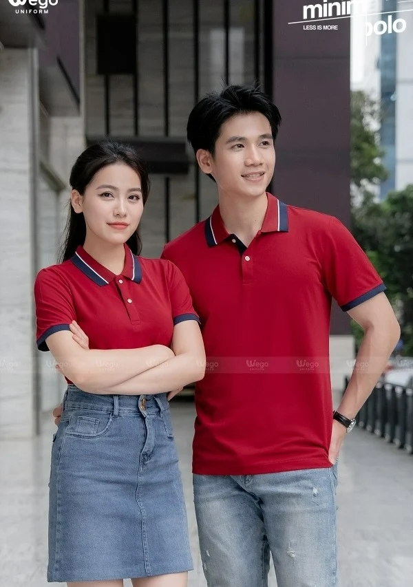 Áo phông thun đồng phục Minimal Polo: Màu đỏ đô 04