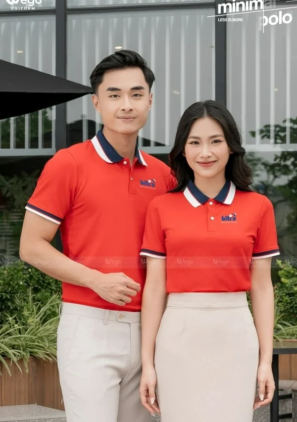 Áo phông thun đồng phục Minimal Polo: Màu đỏ tươi 04