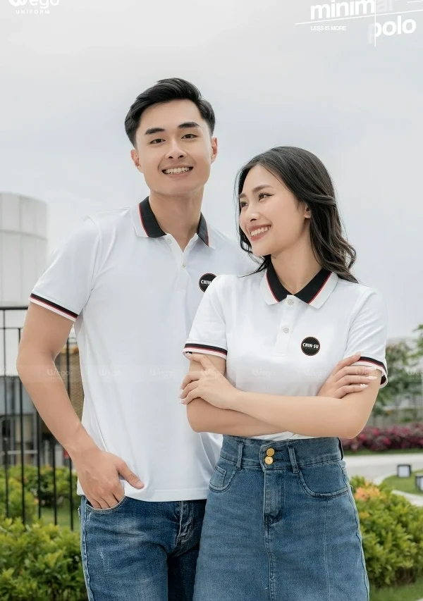 Áo phông thun đồng phục Minimal Polo: Màu trắng 04