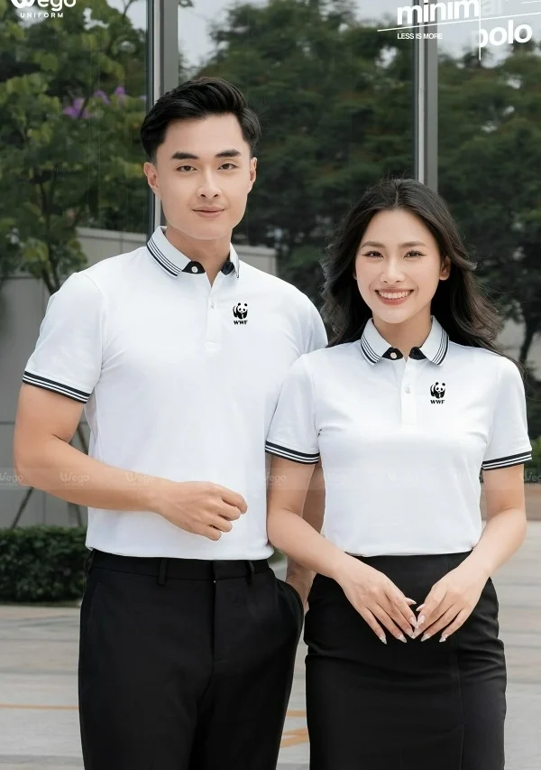 Áo phông thun đồng phục Minimal Polo: Màu trắng gạo 02