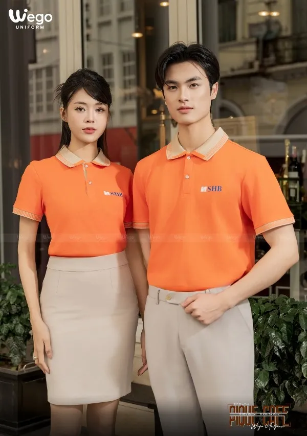 Áo thun phông đồng phục Pique Cafe - Màu cam